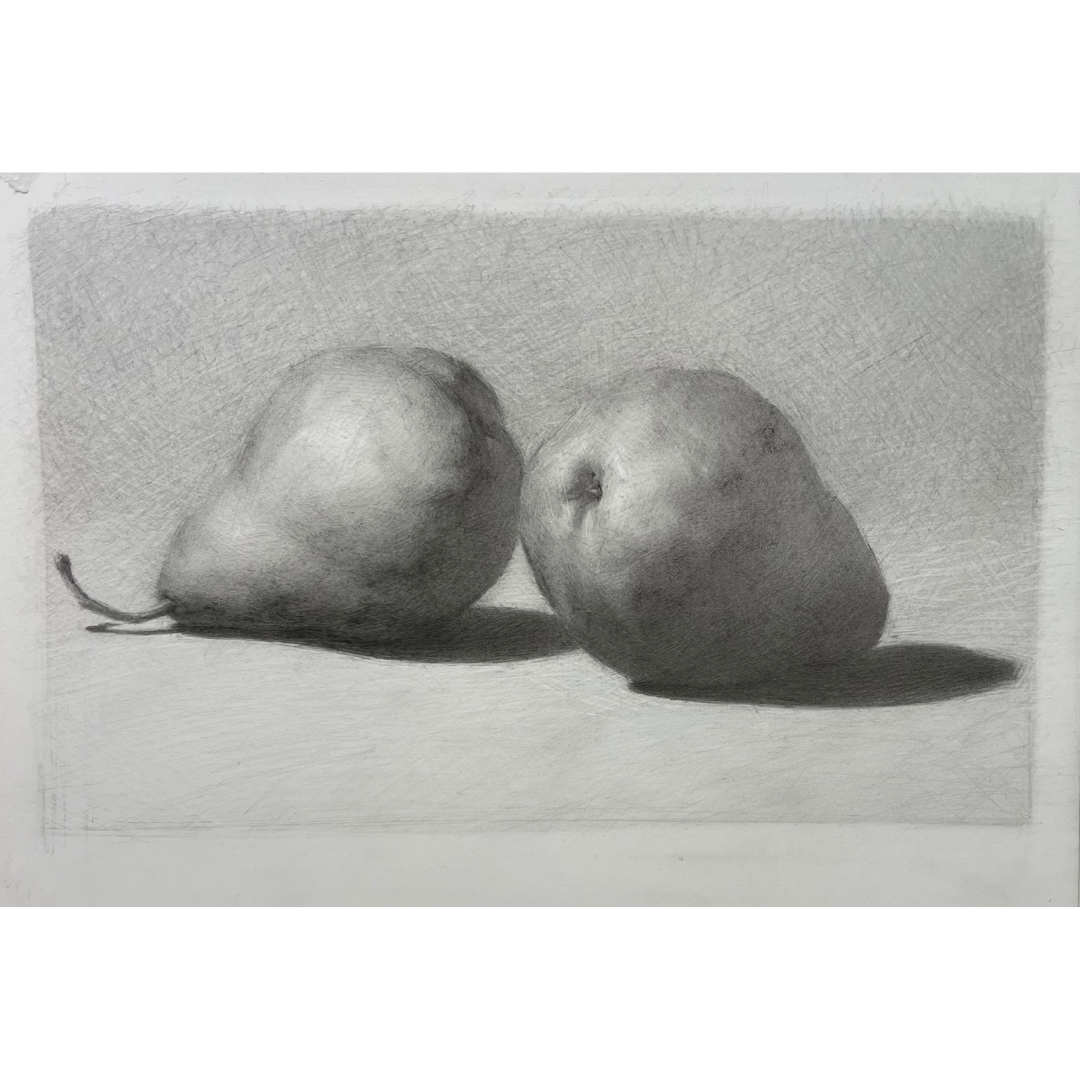 Still life artwork of pears.