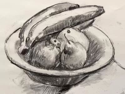 Charcoal Drawing: The Fruit Bowl