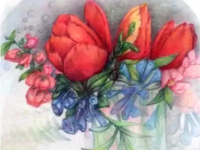 Spring Flowers in Colored Pencil